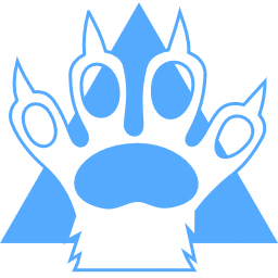 icon by game-icons.net, CC-BY-3.0 logo for paw(b)_motion, portraying a white paw over a blue triangle